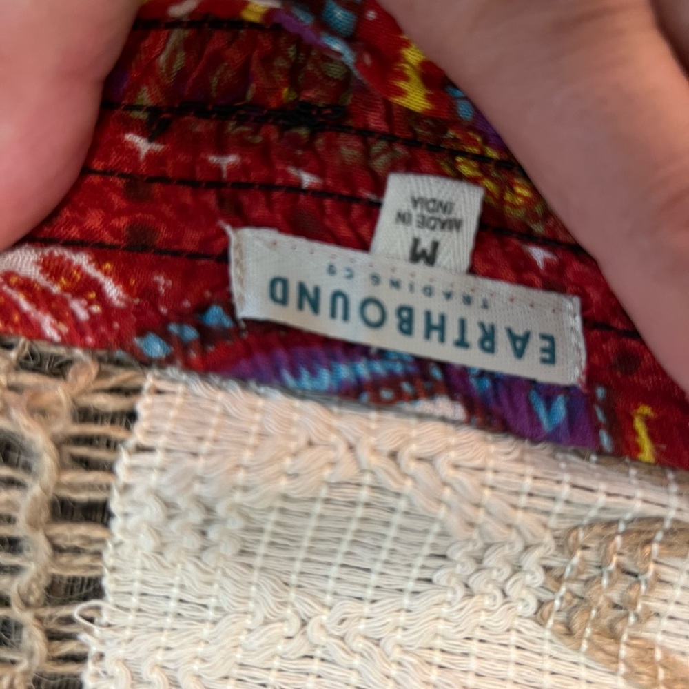 EARTHBOUND Red and Blue Patchwork A-Line pants - Picture 2 of 3